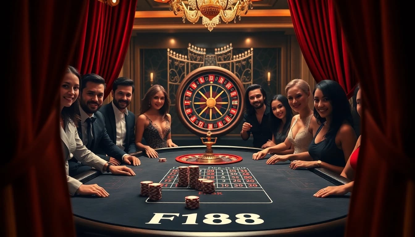 Players enjoying blackjack at F168 casino, showcasing excitement and luxury.