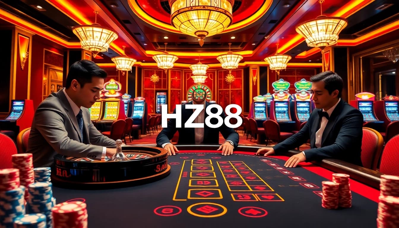 Experience the luxury of HZ88 with professional baccarat gameplay and vibrant casino elements.