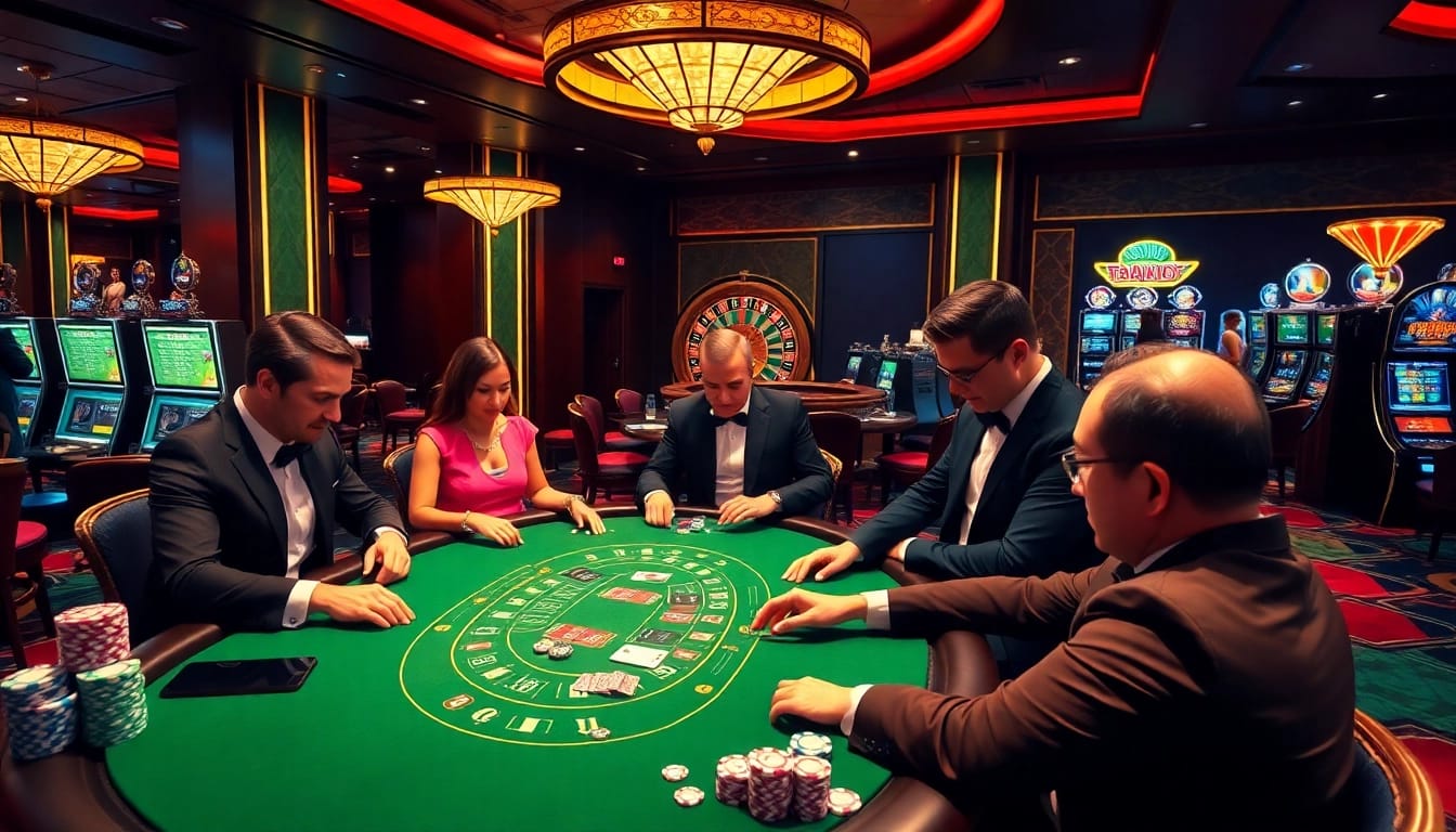 Experience the thrill of "trang chủ kim88" with dynamic casino visuals featuring players at a blackjack table.