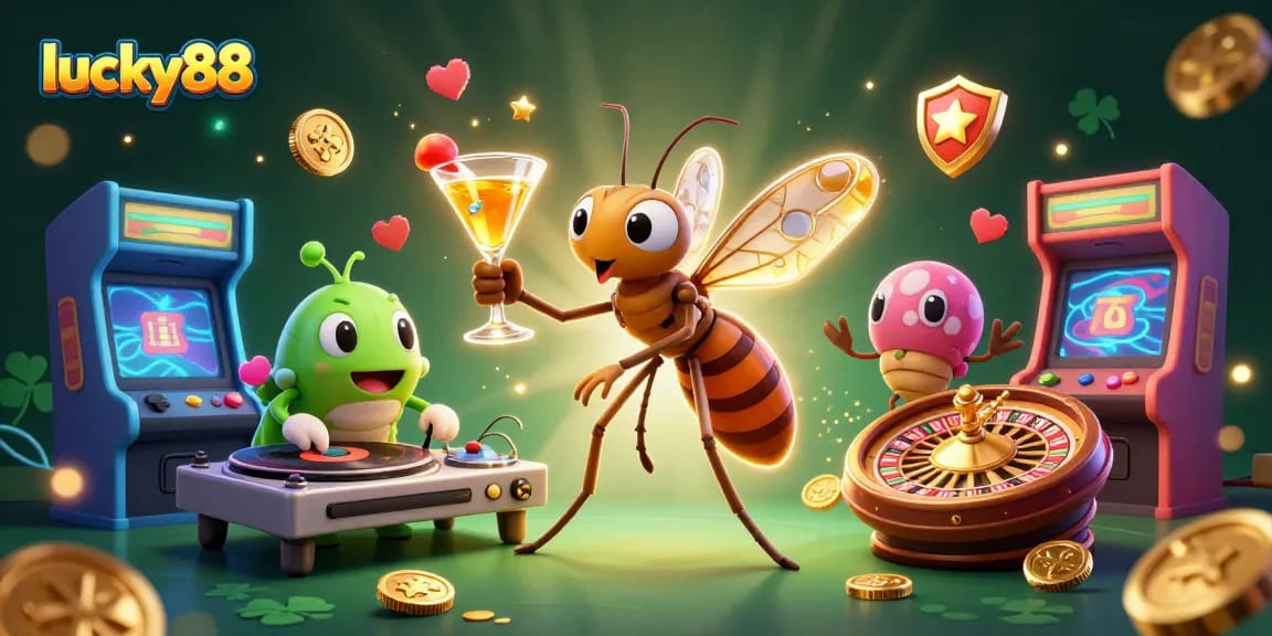 Engage in thrilling gameplay at lucky88 with a vibrant 3D casino scene featuring unique characters and elements.