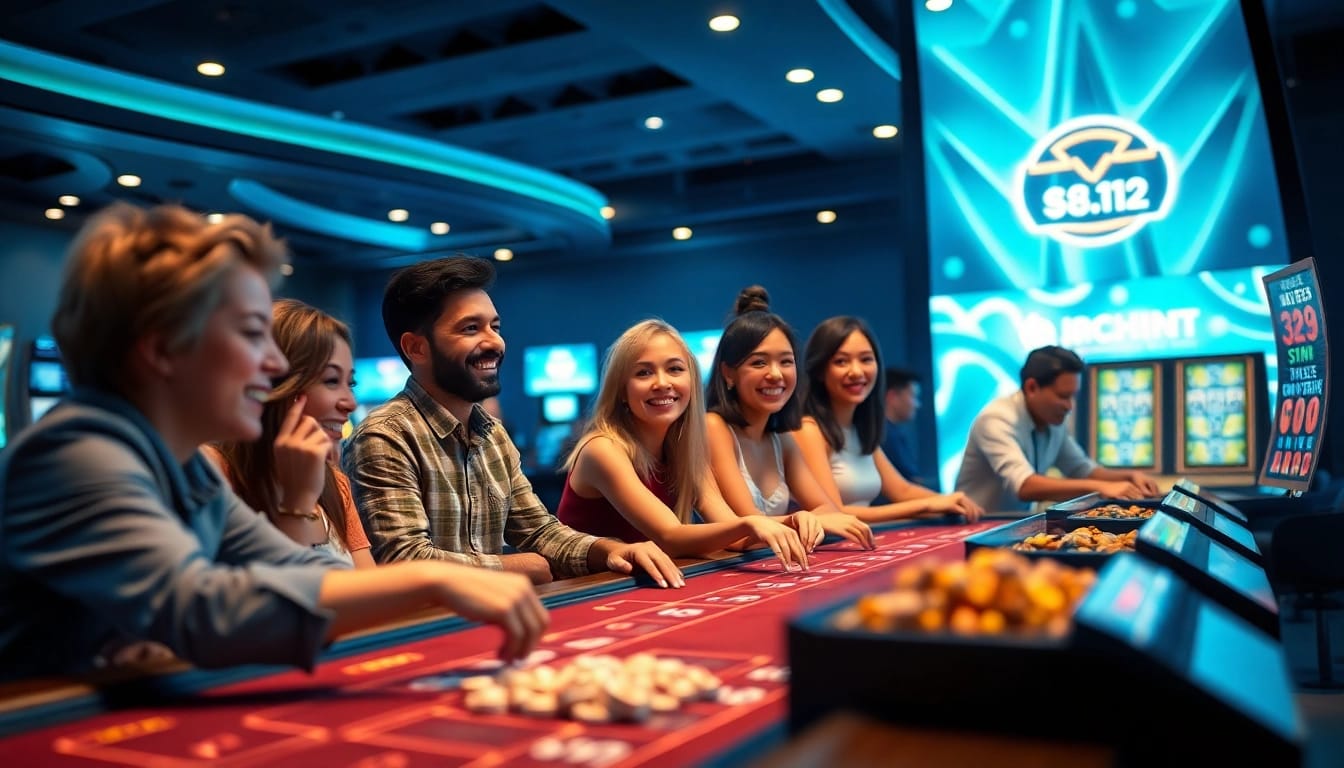 Exciting online casino experience at https://98winmb.com/ with joyful players engaged in gaming.