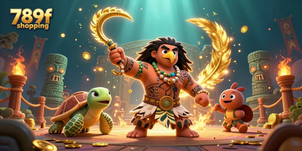 Engage with the thrill of 789f shopping while enjoying casino action with tiki-inspired characters.