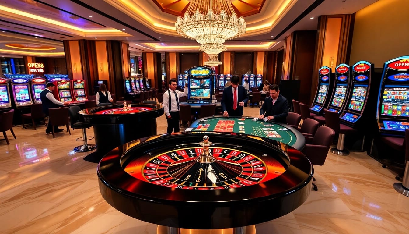 Players enjoying an immersive OPEN88 casino experience at a luxurious roulette table.