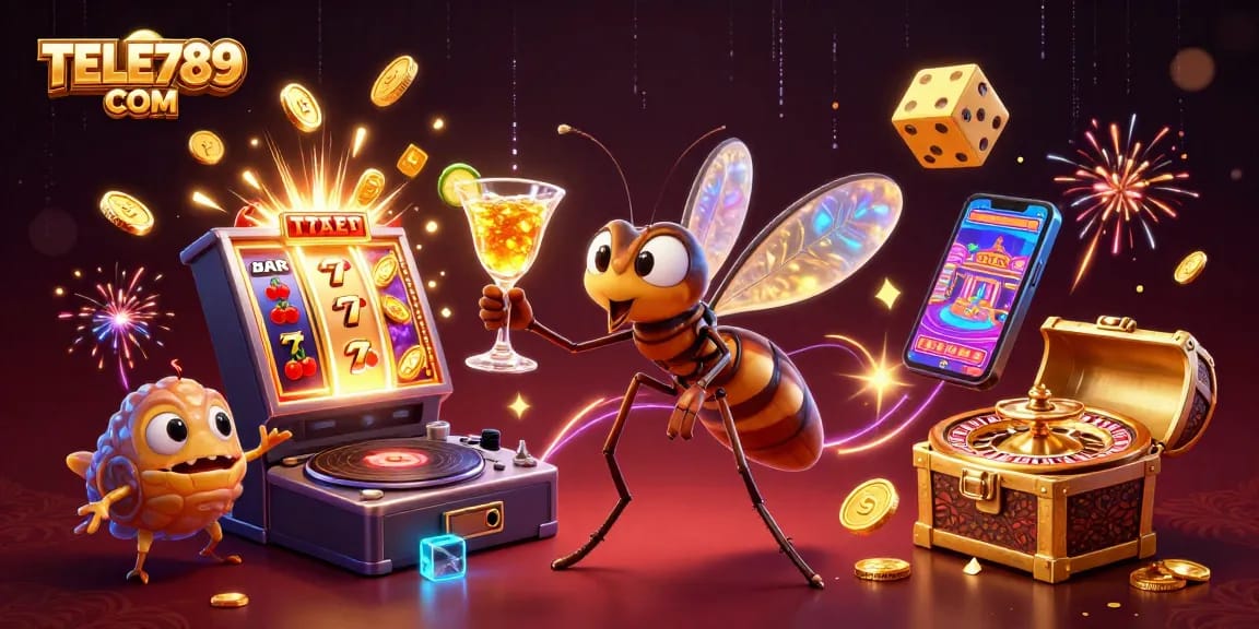 Engage in thrilling play at TELE789 COM with a vibrant casino scene featuring exciting elements