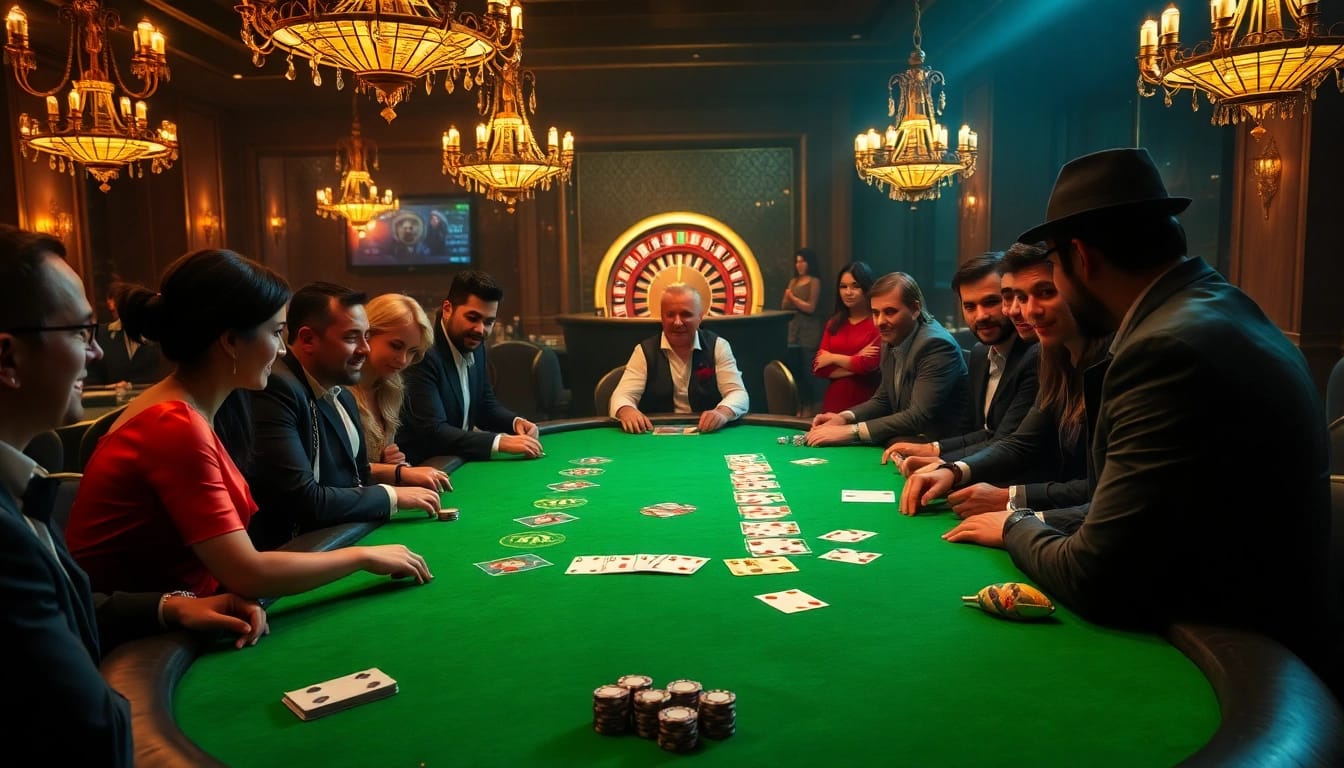 Experience the thrill of blackjack at thabet.com with vibrant gaming scenes and excited players.