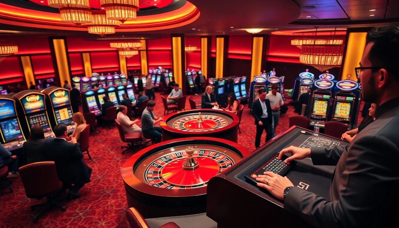 Exciting gaming action at XX88 Casino featuring roulette and poker tables.