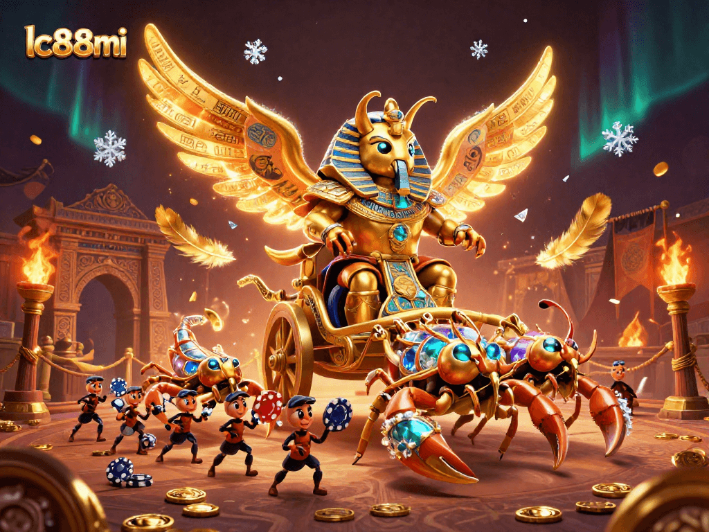 Engage with the thrilling world of lc88mi, where golden scarabs, poker chips, and vibrant illustrations merge in dynamic betting.