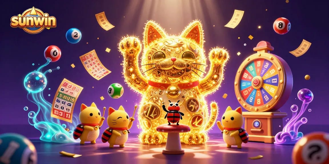 Experience the excitement of sunwin's gaming world with dynamic golden lucky cat symbols.