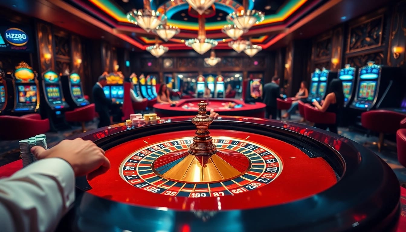 Experience thrilling betting action at https://hz88.kim/ with an exciting casino roulette scene.