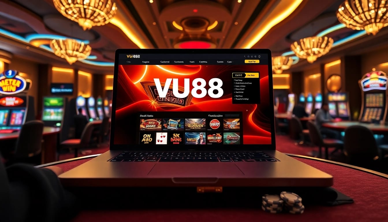 Experience VU88 online gaming with vibrant casino visuals and engaging gameplay elements.