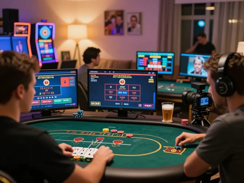 Engaging player focused on online poker strategy at home, highlighting https://mm88.reisen/ and gaming action.