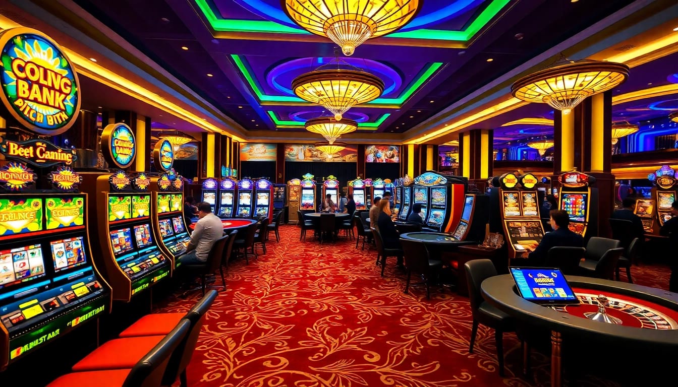 Engaging scene illustrating Đăng ký King88 at a vibrant casino, showcasing excitement and luxury.