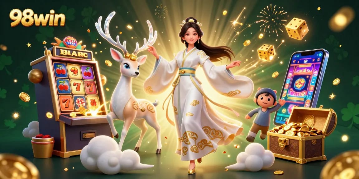 Experience thrilling jackpots at 98win with vibrant casino elements and classy visuals.