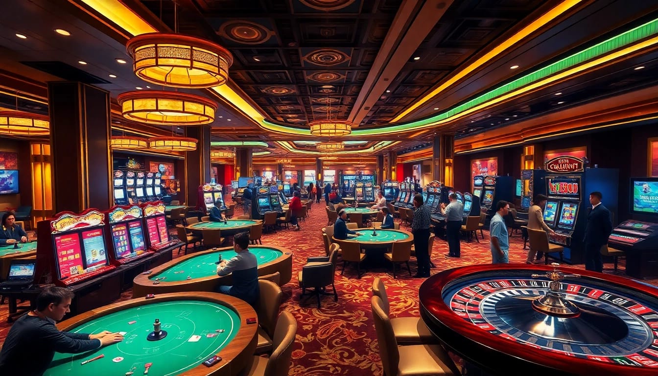 Engage with thrilling gambling experiences at https://qq88.social/ with vibrant casino tables and slot machines.