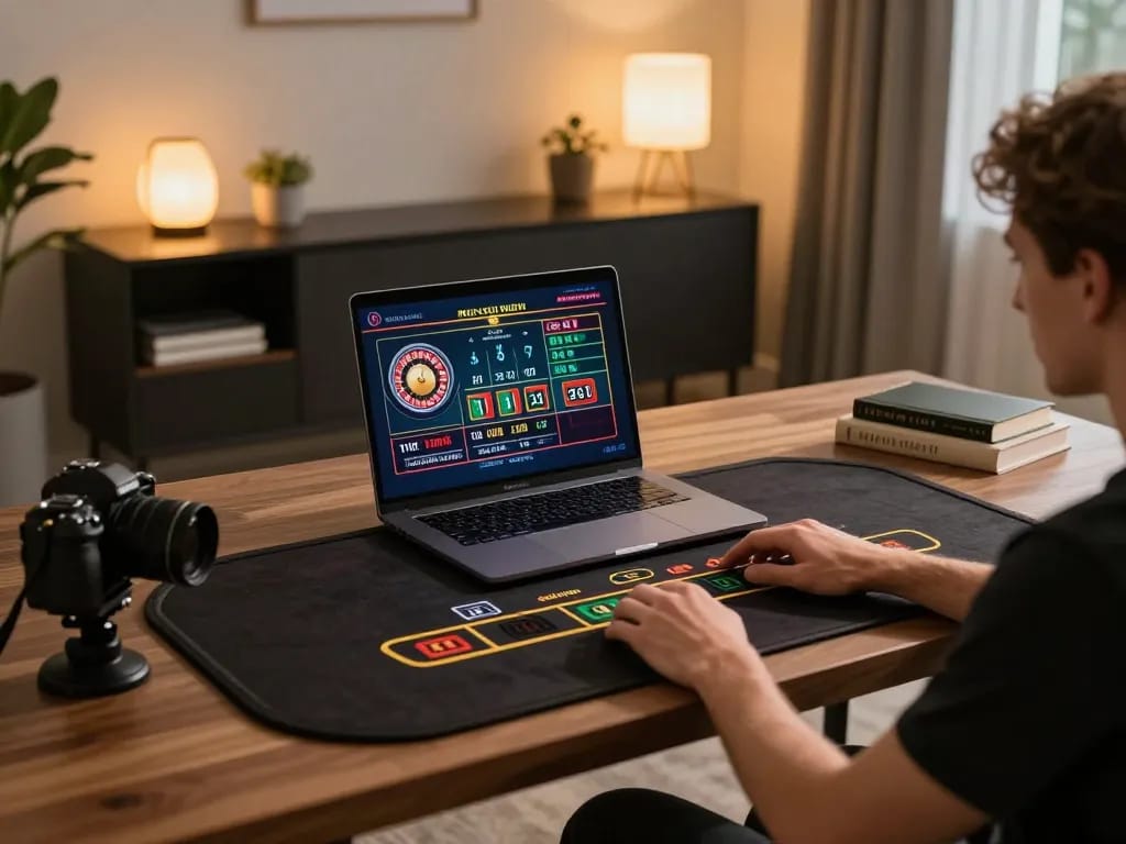 Engaging in online gaming on 13win-asia in a stylish home setting