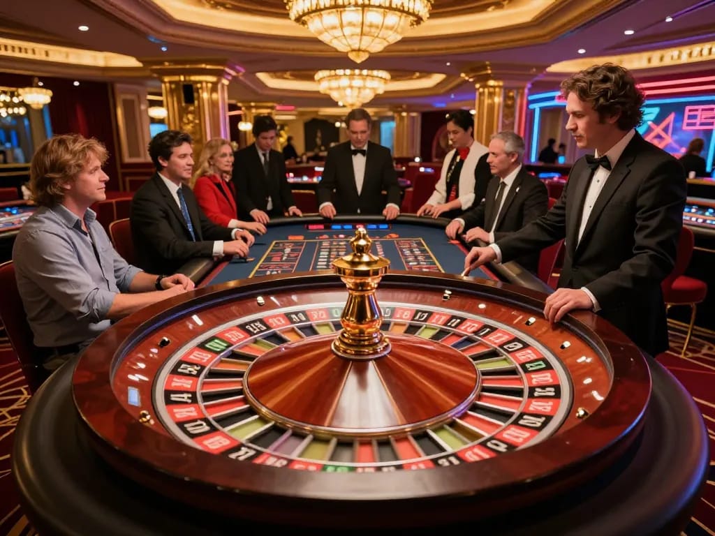 Players spinning the roulette wheel at ee88go's vibrant online casino, capturing the excitement of gaming.