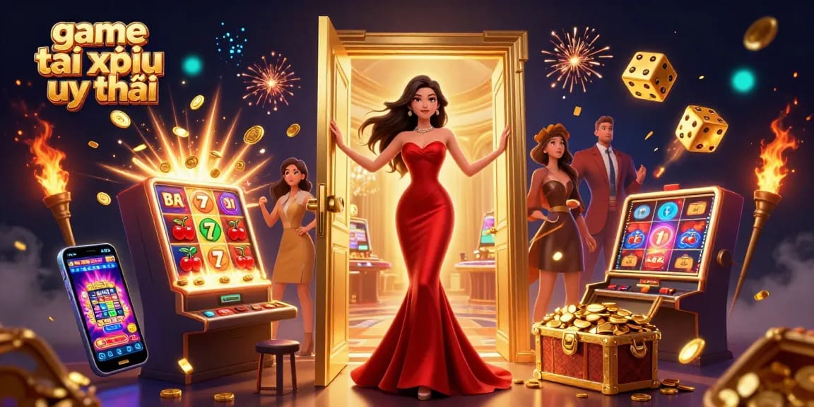 Engage with game tài xỉu uy tín at a vibrant casino scene with animated casino elements.