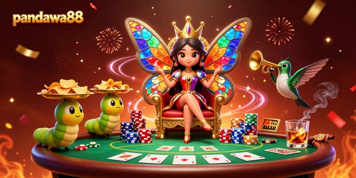 Experience thrilling games at pandawa88 with vibrant 3D casino illustration showcasing poker and excitement.