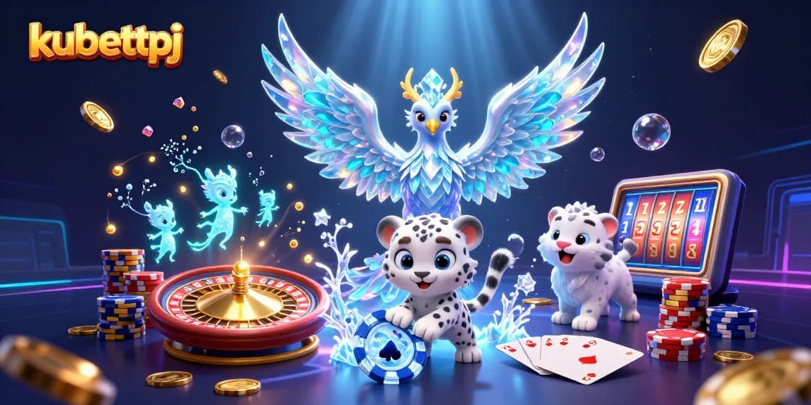 Experience fun and excitement with kubettpj's vibrant ice-themed 3D casino illustration.