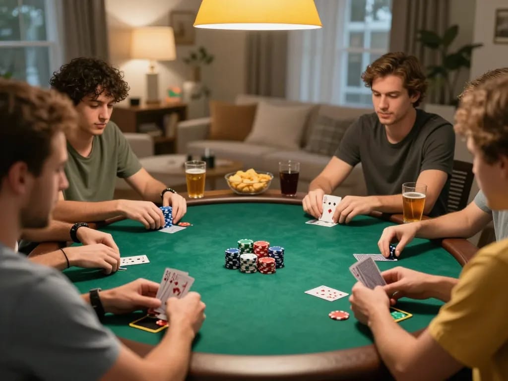 Navigating poker strategies at NK88 with friends during an engaging home game night.