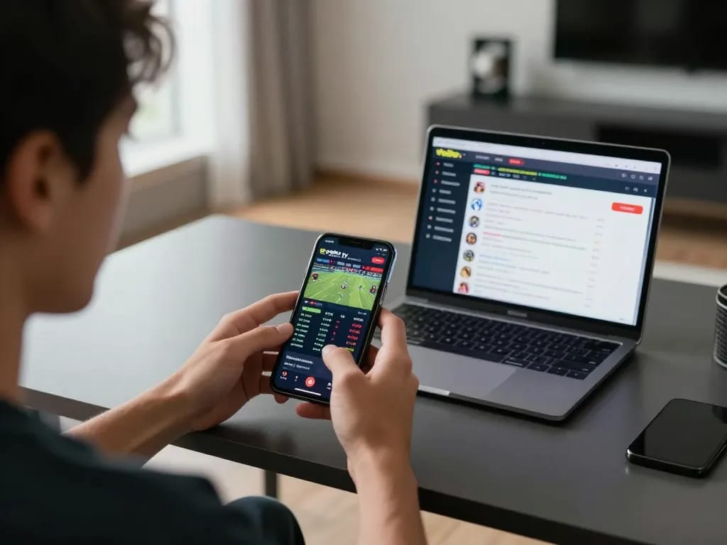 Experience live sports betting with vebo tv on a modern smartphone screen.