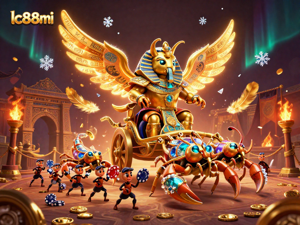 Engage with the thrilling world of lc88mi, where golden scarabs, poker chips, and vibrant illustrations merge in dynamic betting.