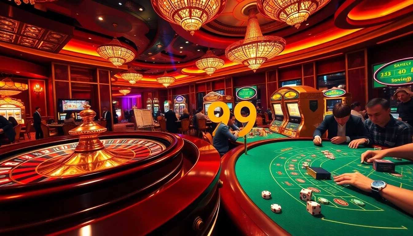 Experience the thrill of 98 win at a luxurious casino featuring players and vibrant games.