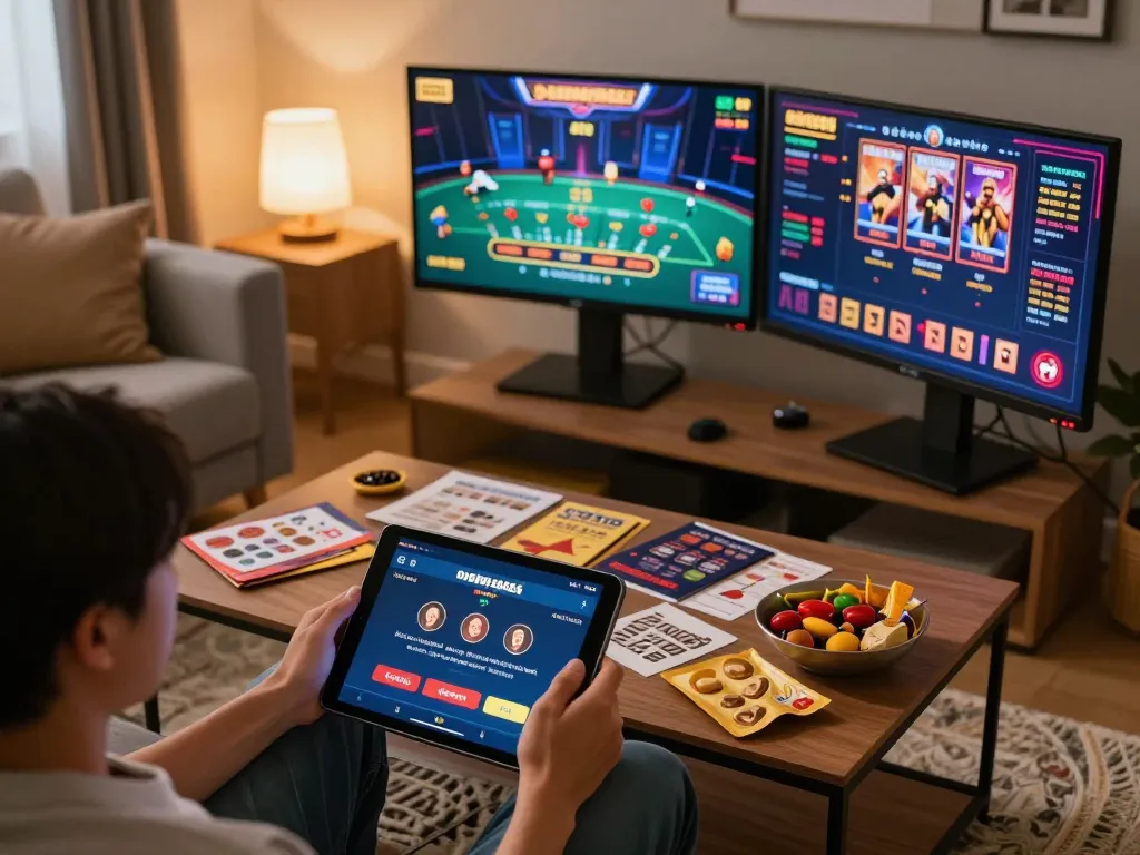 Engaging gameplay on f168.osaka casino app in a cozy home setting.