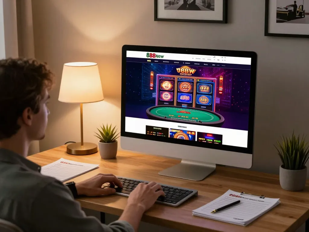 Engaging gameplay action on 888New online casino platform with vibrant slot displays