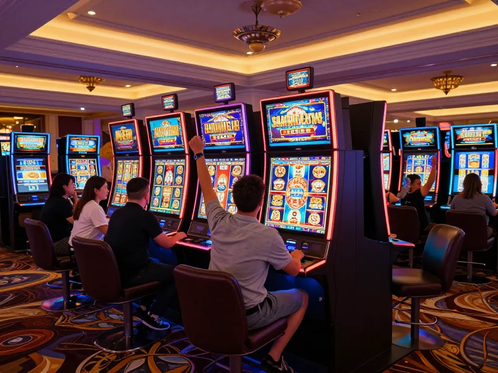 Players enjoying slots at https://gg88.cn.com/ with vibrant displays and luxurious atmosphere