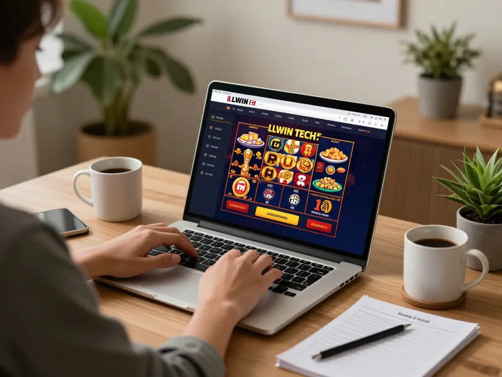 Engaging with LLWIN TECH for online casino gaming from a cozy home setup.