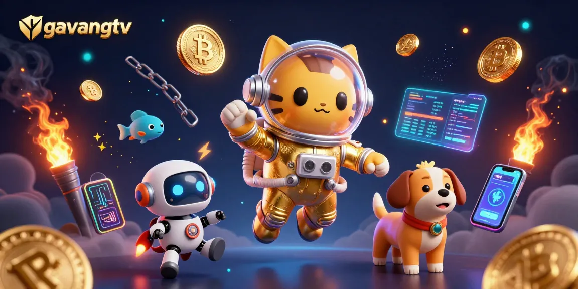 Experience thrilling crypto betting with gavangtv's vibrant 3D illustration of an astronaut cat amidst casino elements.