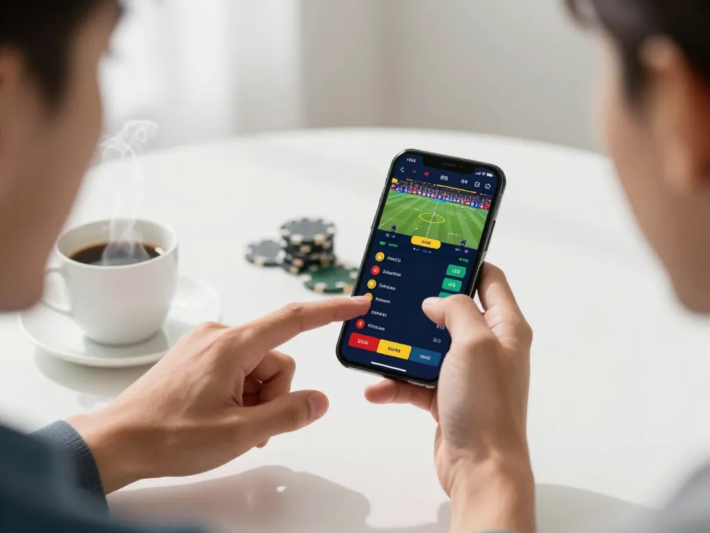 Person betting on NET88 app for live sports, showcasing excitement and strategic gameplay.