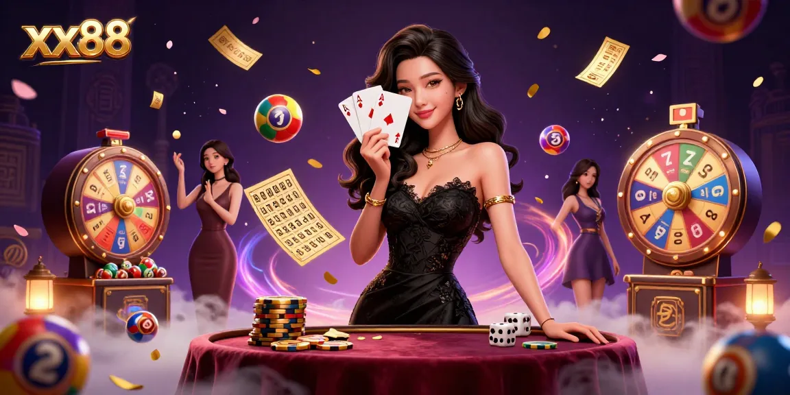 Experience thrilling gameplay at xx88 with a stunning casino-themed dynamic illustration showcasing excitement and rewards.
