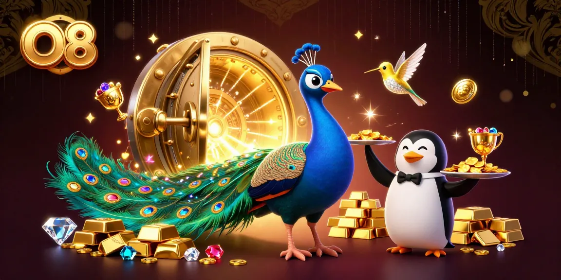 O8 showcases gaming excitement with rich visuals of the casino experience, featuring dynamic characters and treasure elements.