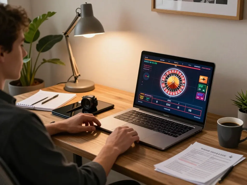 Engaging online casino gaming experience with 123B on laptop, showcasing live dealer game.