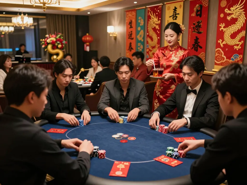 Exciting gaming experience at 8kbet's luxury lounge during Lunar New Year celebrations.