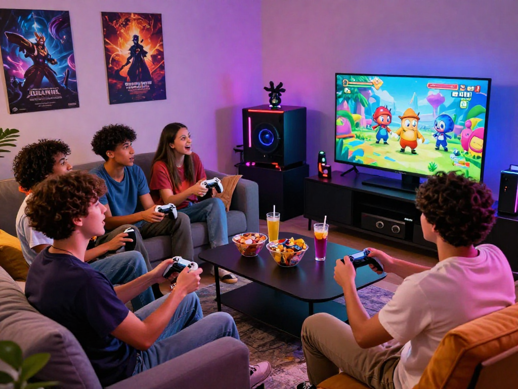 Friends enjoying game sex in a cozy living room setting while playing interactive adult video games.