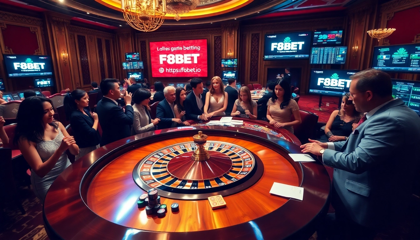 Experience thrilling action at the F8BET casino with exciting roulette gameplay and vibrant chips.