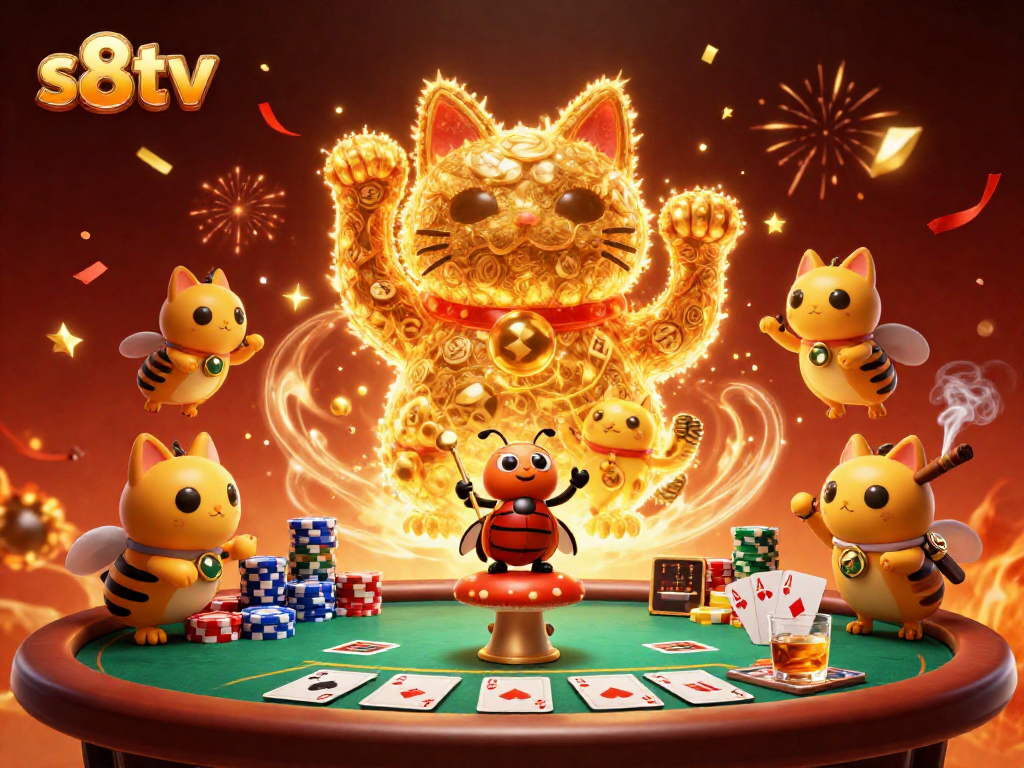Experience luck and excitement with s8tv's vibrant casino scene full of interactive elements.