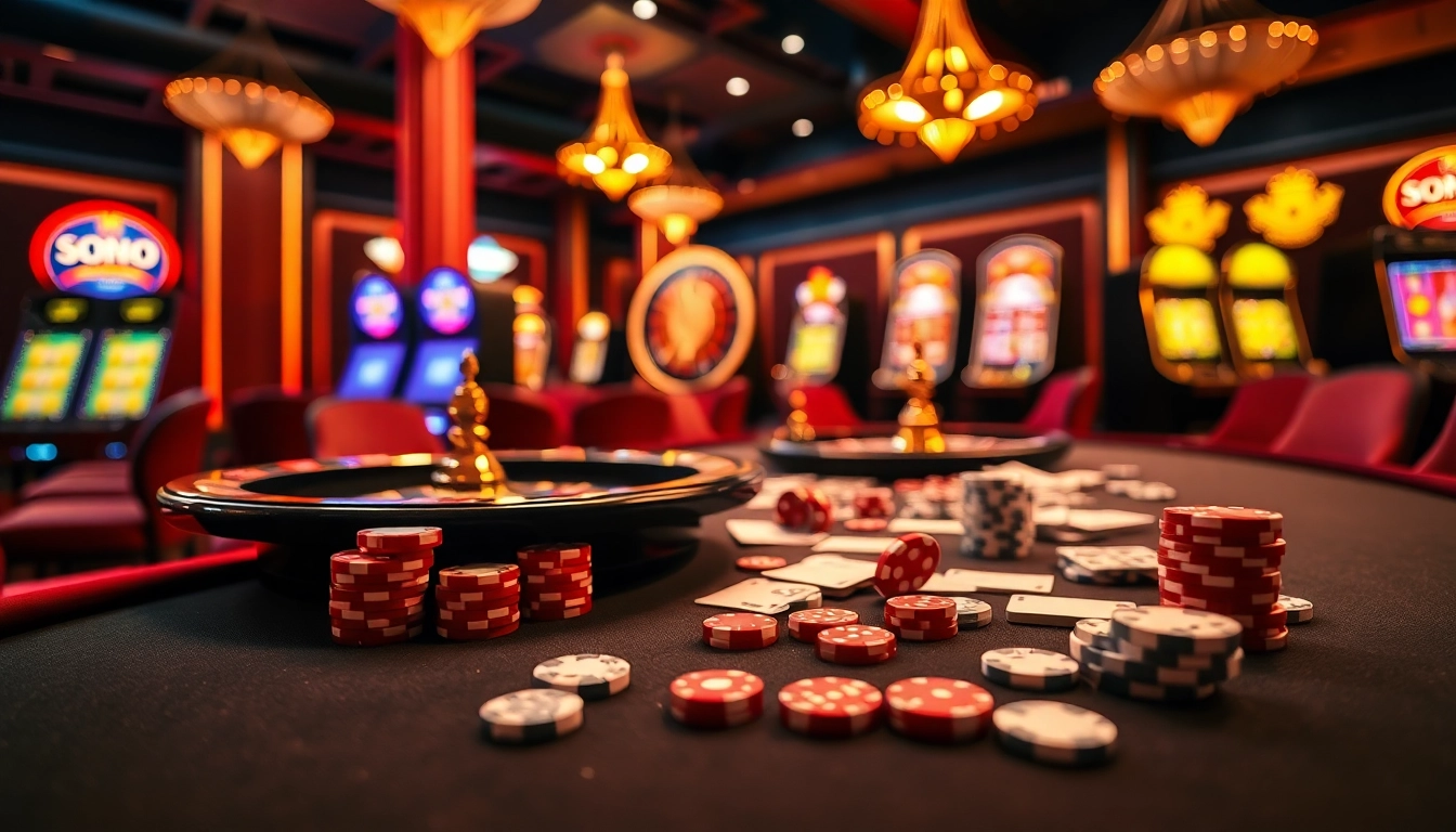 Experience the excitement at SODO CASINO with vibrant gambling elements and a luxurious atmosphere.