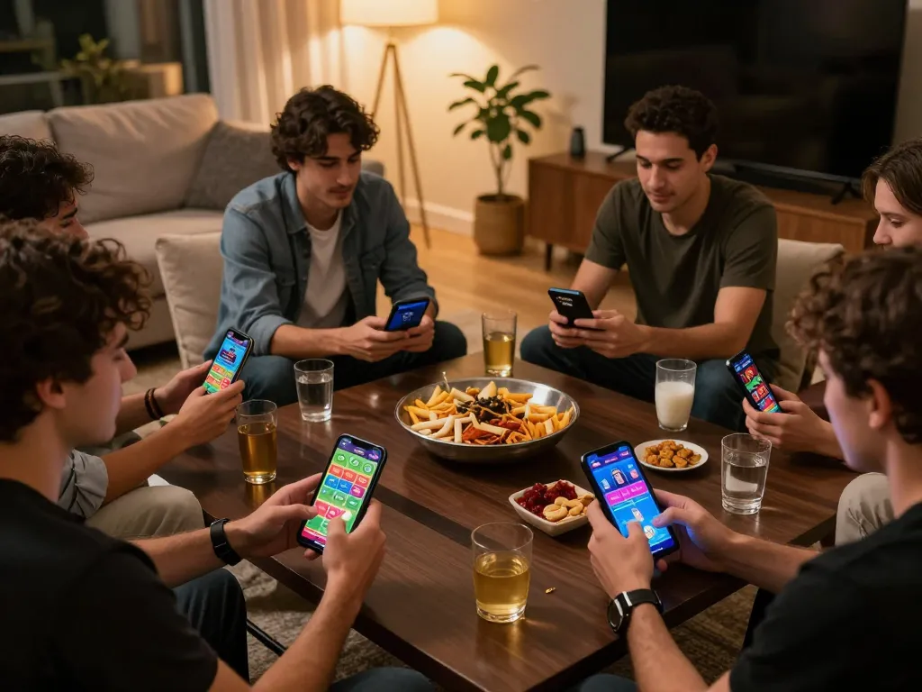 Players actively using Thabet mobile app for online gaming in a cozy home setting