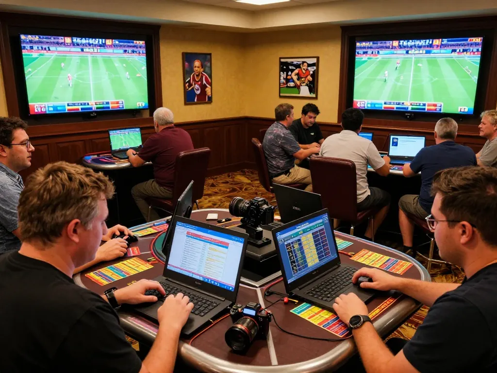 Tip88 betting experience in a lively casino sports lounge with patrons placing bets.