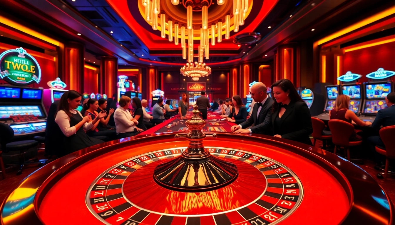 Players enjoying a thrilling game at the casino, inspired by https://nk88zz.bio/.