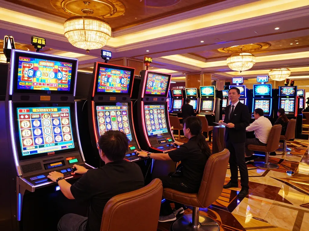 Players enjoy the thrill of winning at 98win's slot machines in an engaging casino environment.