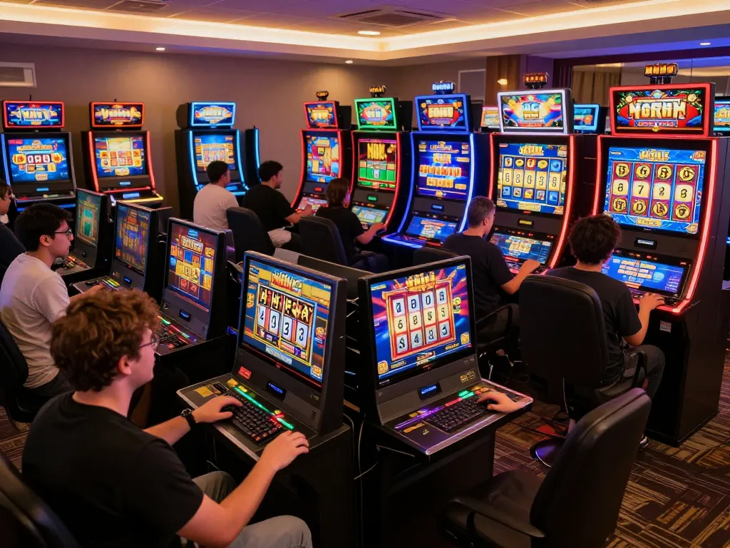 Players enjoying nổ hũ online slot games in a vibrant and engaging virtual casino atmosphere.