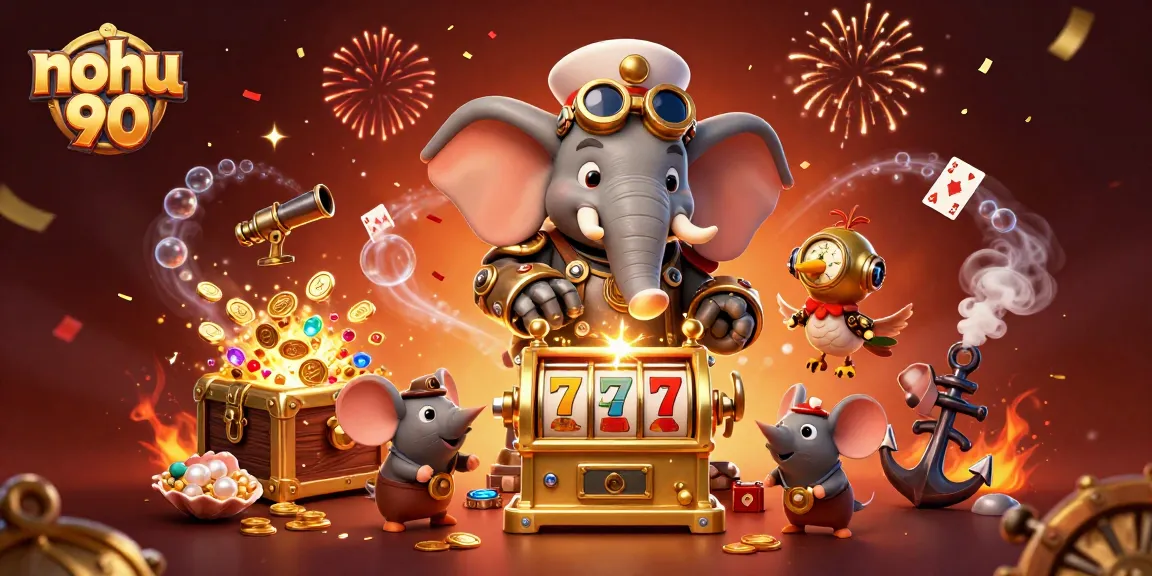 Experience thrilling jackpots at nohu 90 with a captivating steampunk casino scene and rewards.