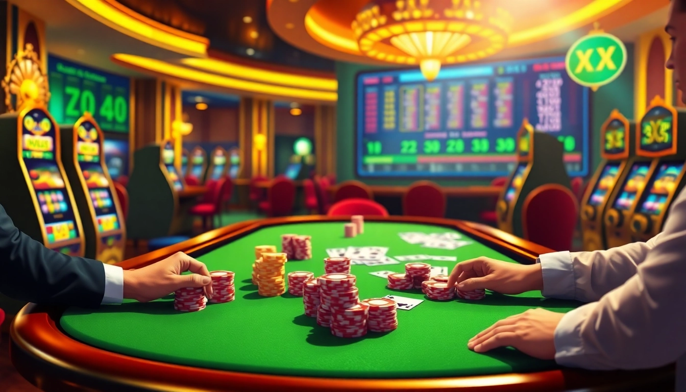 Experience the thrill of winning at min88 com with vibrant casino tables and poker chips.