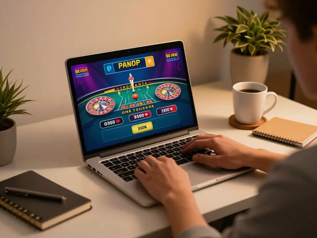 Engage with https://tx88at.com/ while enjoying a live dealer roulette game on a laptop in a cozy setup