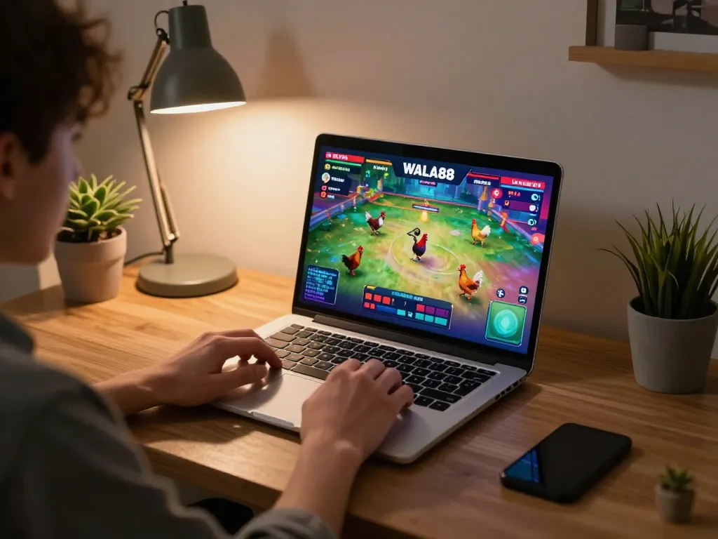 Engaging live betting experience on WALA88 showcasing exciting online chicken fighting.
